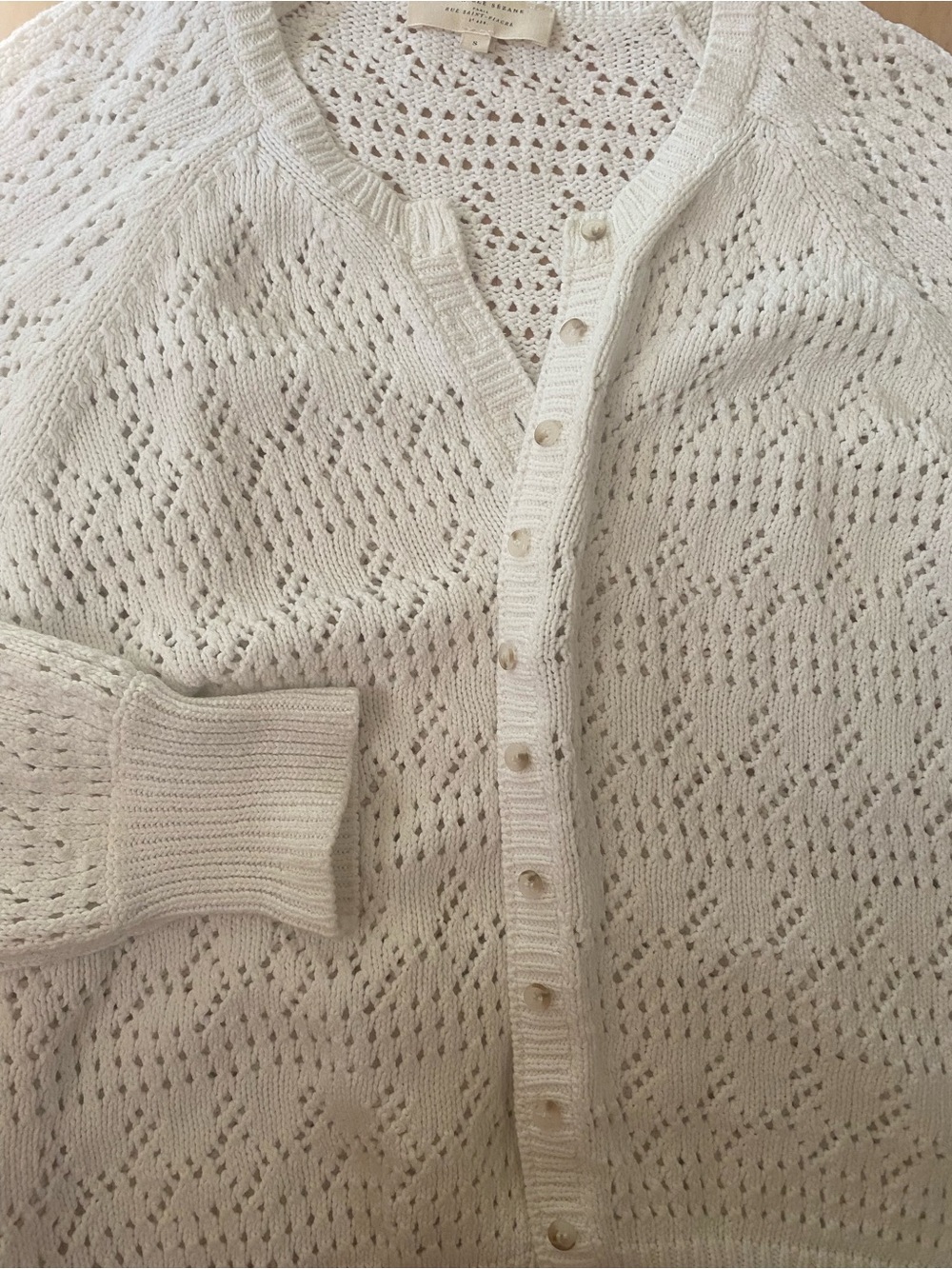 Sézane Capucine White Eyelet Knit Cardigan Sweater Small - Picture 7 of 8